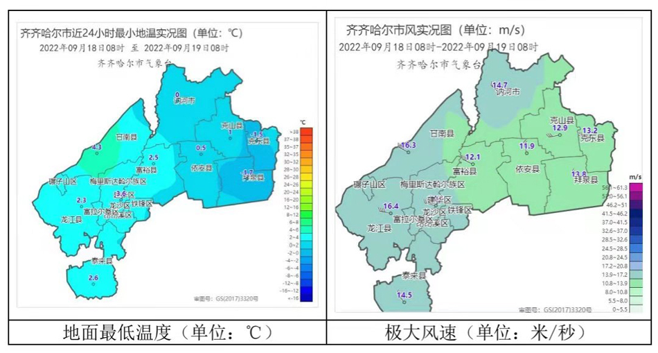 据统计,今晨我市东北部县克东和拜泉出现霜冻(地面最低温度分别为-1.